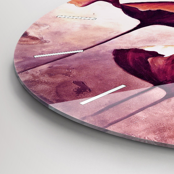 Round glass wall clock Blooming poppies