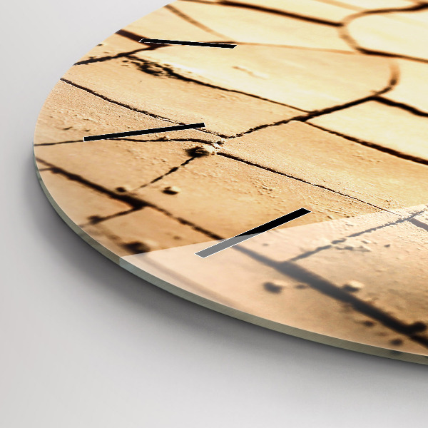 Round glass wall clock Plant in dry soil