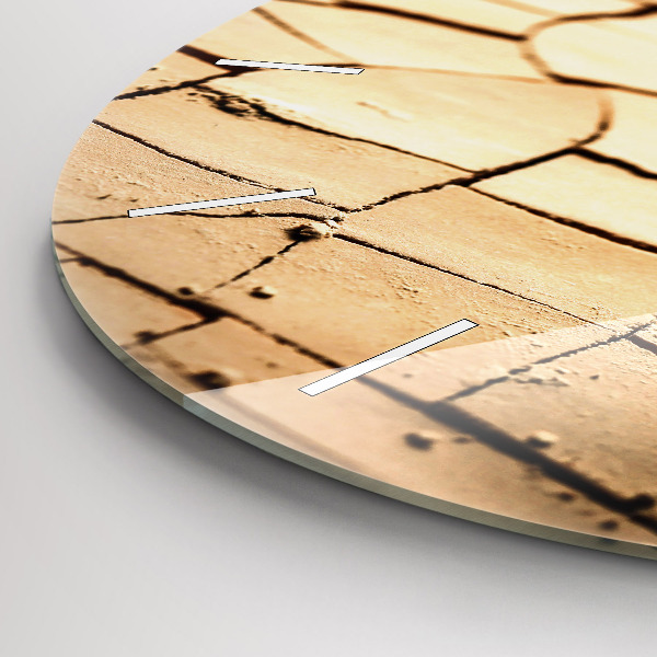 Round glass wall clock Plant in dry soil