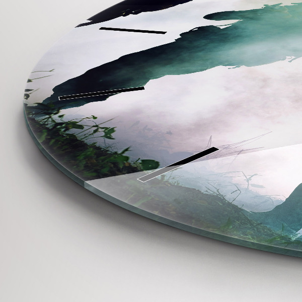 Round glass wall clock Army in the forest soldiers