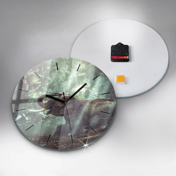 Round glass wall clock A boy is reading a book
