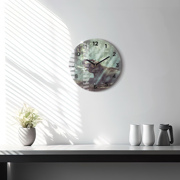Round glass wall clock A boy is reading a book