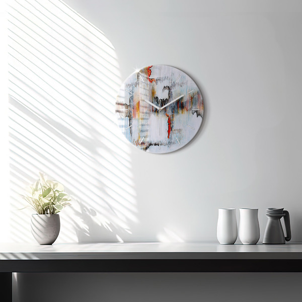Round glass wall clock Abstraction