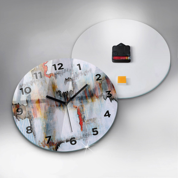 Round glass wall clock Abstraction