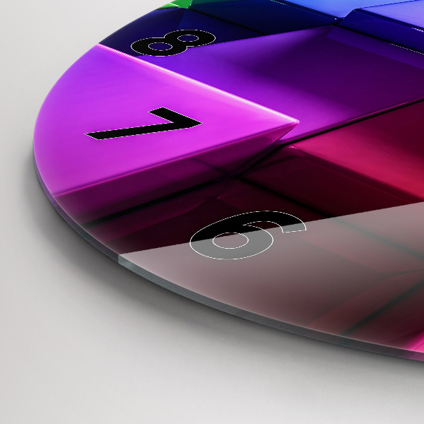 Round glass wall clock Colored cubes