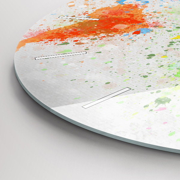 Round glass wall clock World map on paper