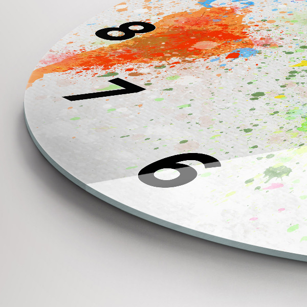 Round glass wall clock World map on paper