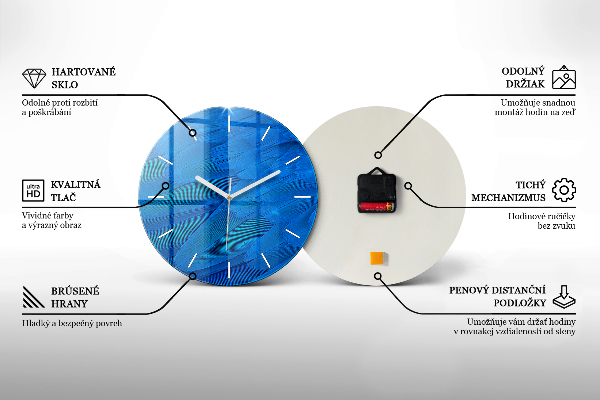 Round glass wall clock Flowing Waterfall