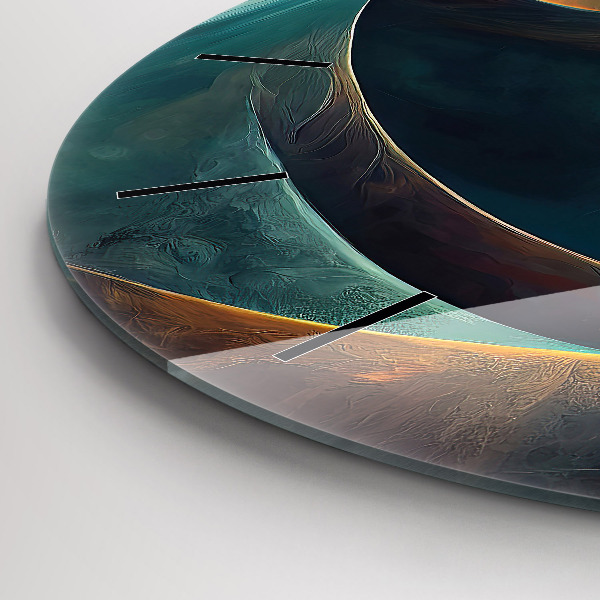 Round glass wall clock Flowing Waterfall