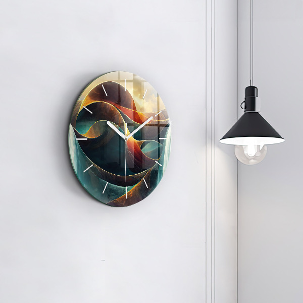 Round glass wall clock Flowing Waterfall