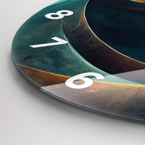 Round glass wall clock Flowing Waterfall