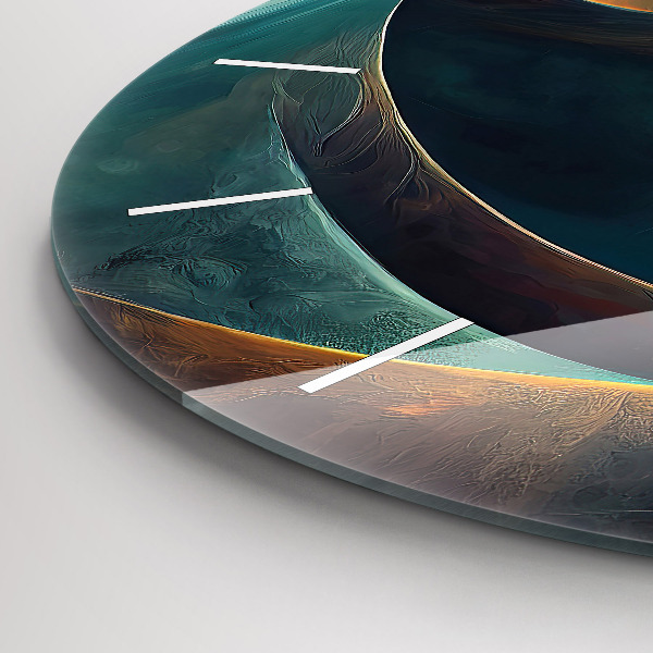 Round glass wall clock Flowing Waterfall