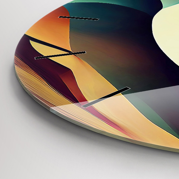 Round glass wall clock Abstract lines background