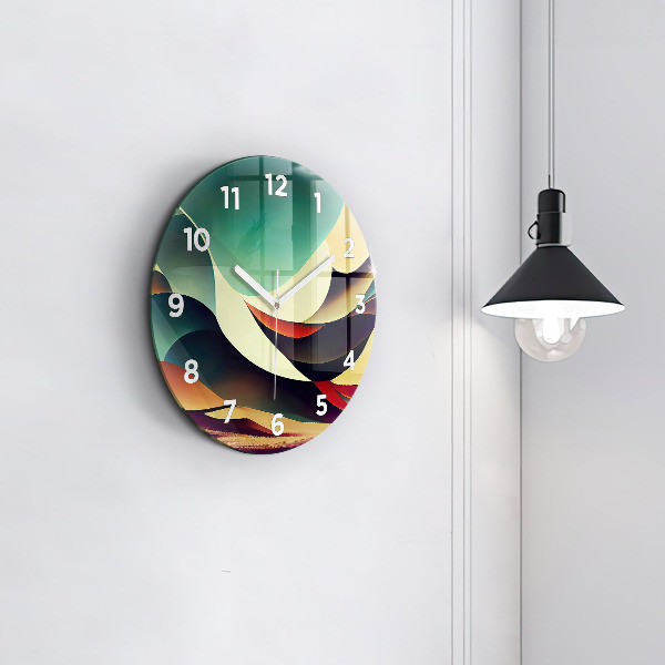 Round glass wall clock Abstract lines background