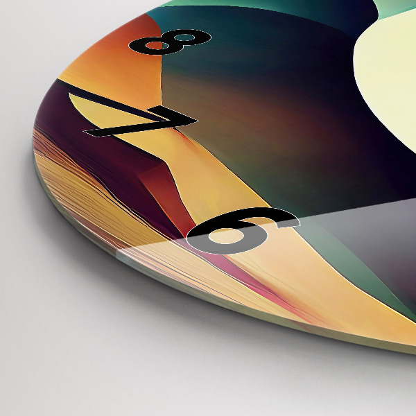 Round glass wall clock Abstract lines background