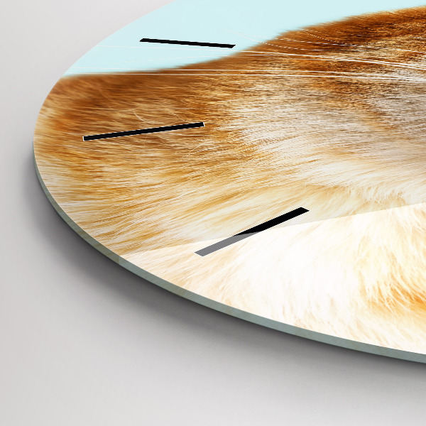 Round glass wall clock Funny cat with glasses