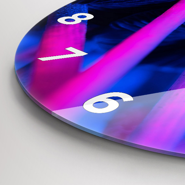 Round glass wall clock Magic colorful mushrooms