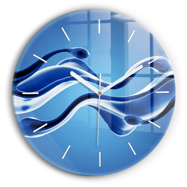 Round glass wall clock Liquid abstraction