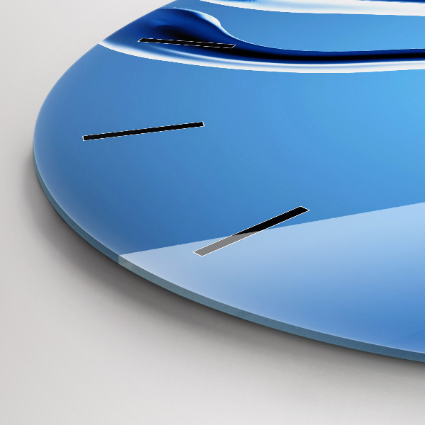 Round glass wall clock Liquid abstraction