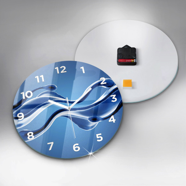 Round glass wall clock Liquid abstraction