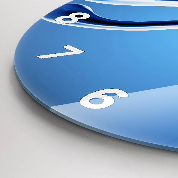 Round glass wall clock Liquid abstraction