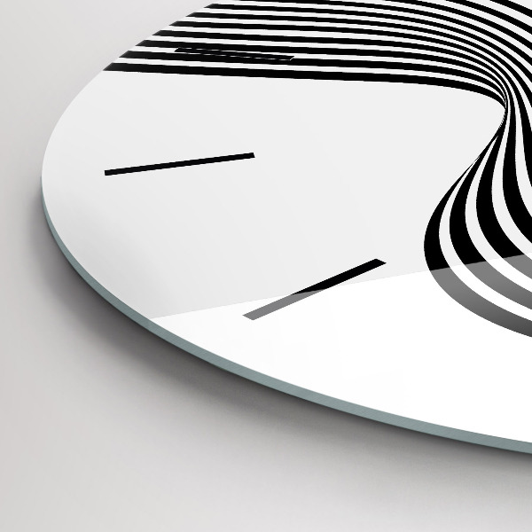 Round glass wall clock Black and white art