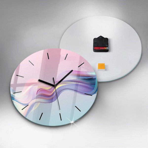 Round glass wall clock Pastel Wave Abstraction