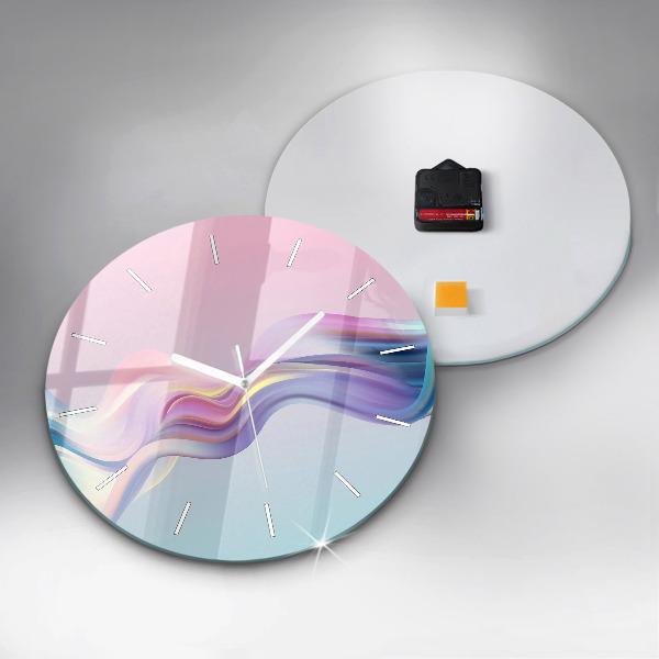Round glass wall clock Pastel Wave Abstraction