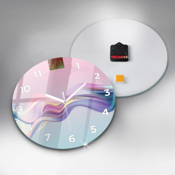 Round glass wall clock Pastel Wave Abstraction