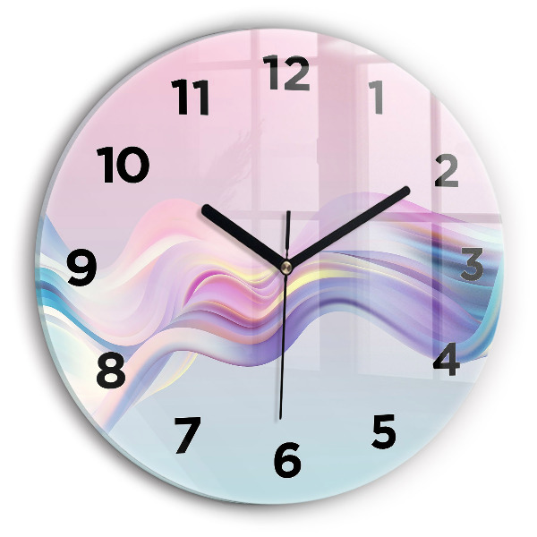 Round glass wall clock Pastel Wave Abstraction