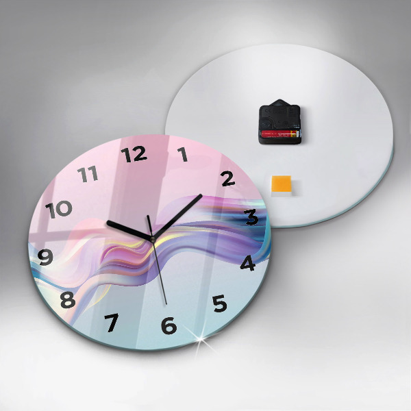 Round glass wall clock Pastel Wave Abstraction