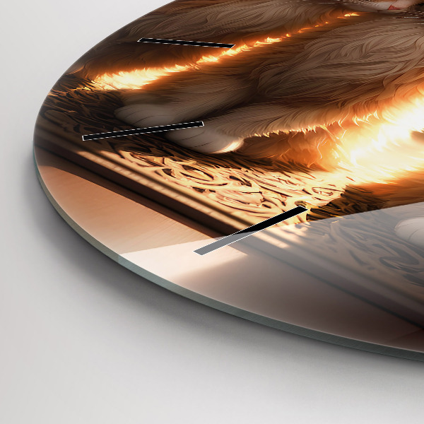 Round glass wall clock Four Kittens in the Sun