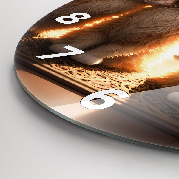 Round glass wall clock Four Kittens in the Sun