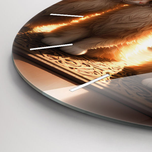 Round glass wall clock Four Kittens in the Sun