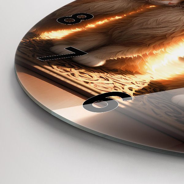 Round glass wall clock Four Kittens in the Sun