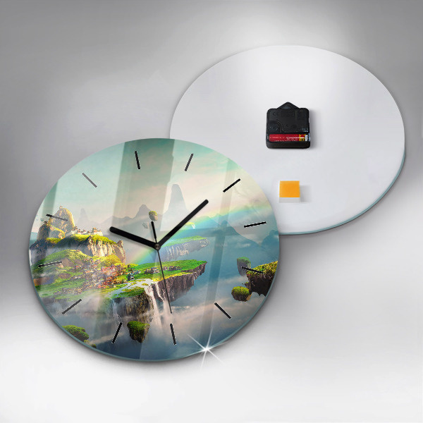 Round glass wall clock Chinese fantasy