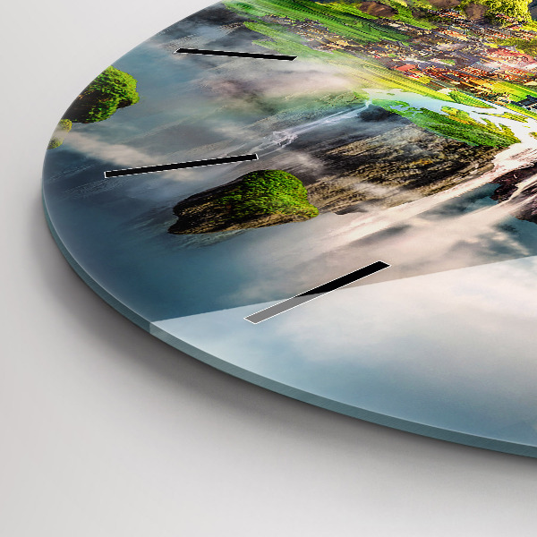 Round glass wall clock Chinese fantasy