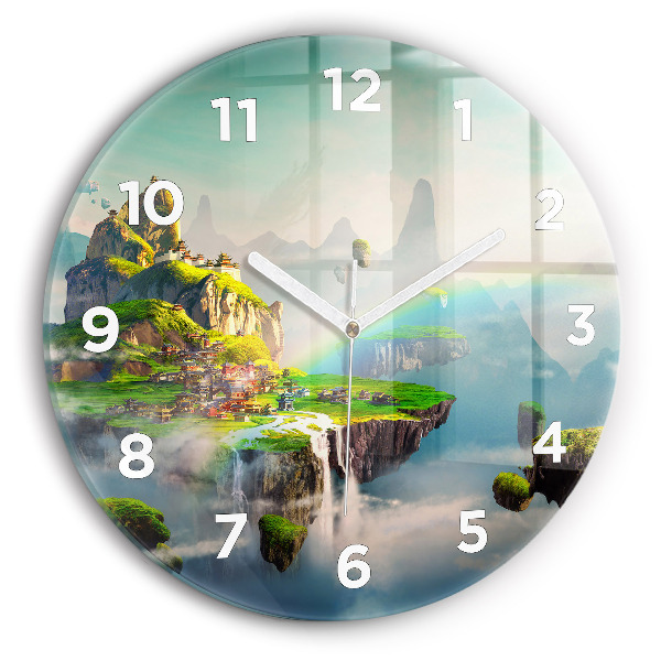 Round glass wall clock Chinese fantasy