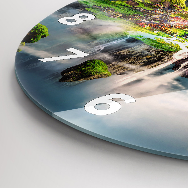 Round glass wall clock Chinese fantasy