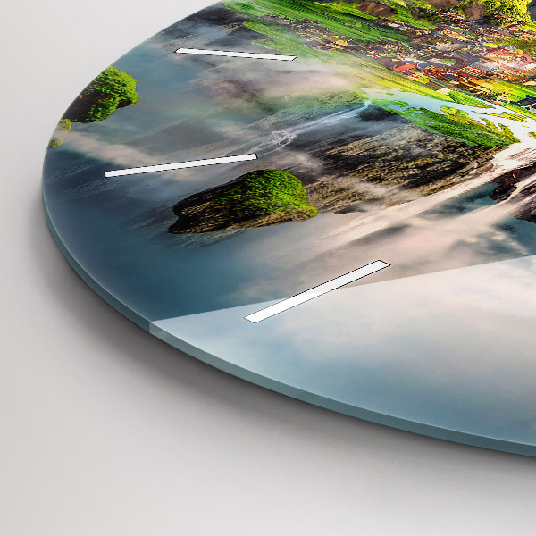 Round glass wall clock Chinese fantasy