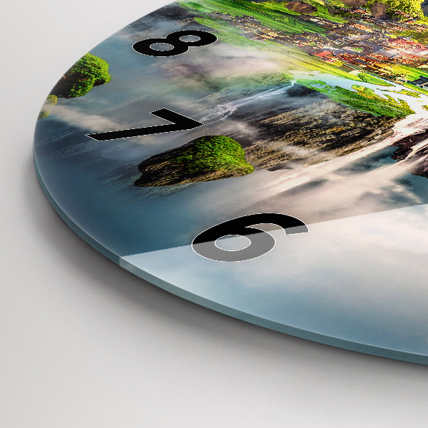 Round glass wall clock Chinese fantasy