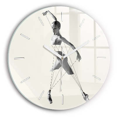 Round glass wall clock Abstract woman dancer