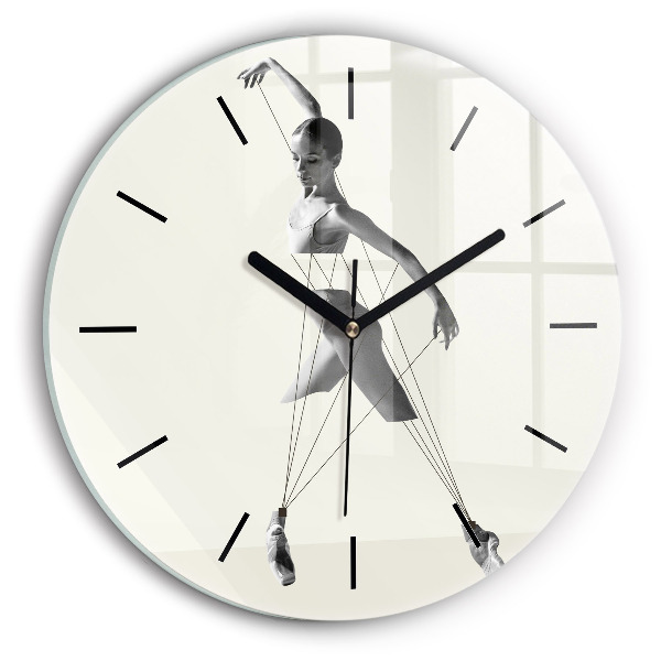 Round glass wall clock Abstract woman dancer