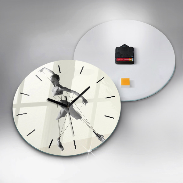 Round glass wall clock Abstract woman dancer