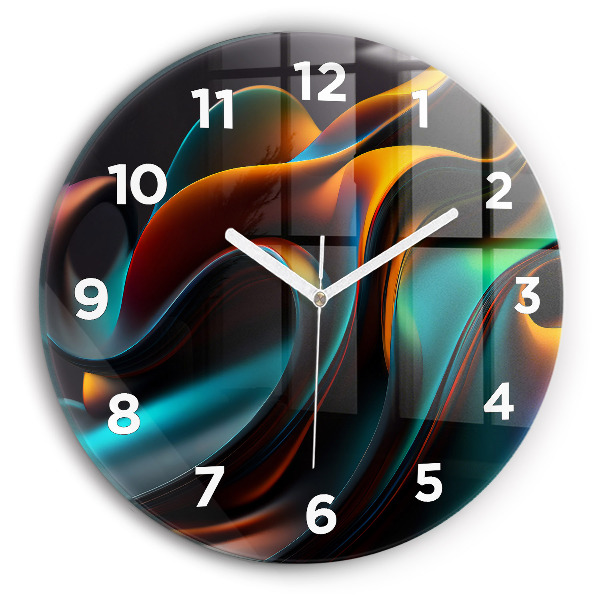 Round glass wall clock Futuristic wave