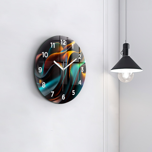 Round glass wall clock Futuristic wave