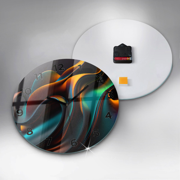 Round glass wall clock Futuristic wave