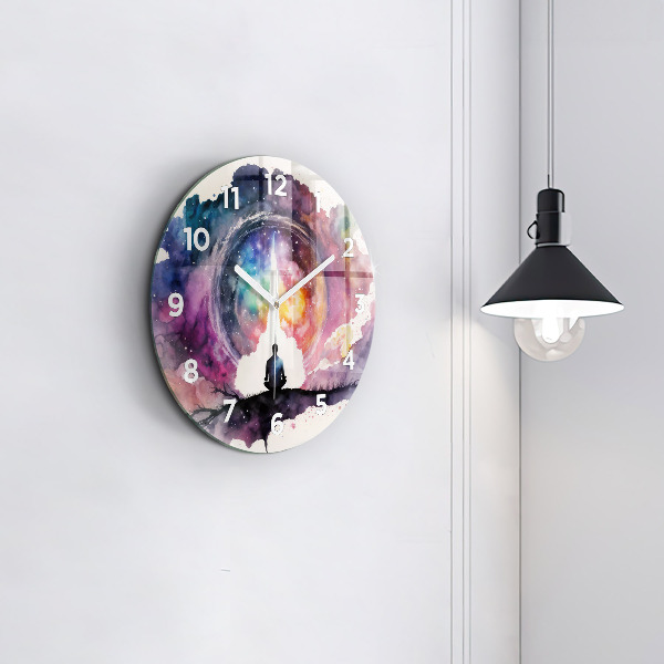 Round glass wall clock Meditation lifestyle