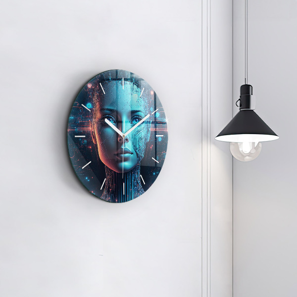Round glass wall clock Artificial intelligence