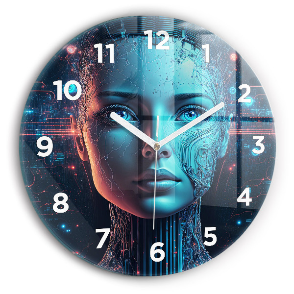 Round glass wall clock Artificial intelligence